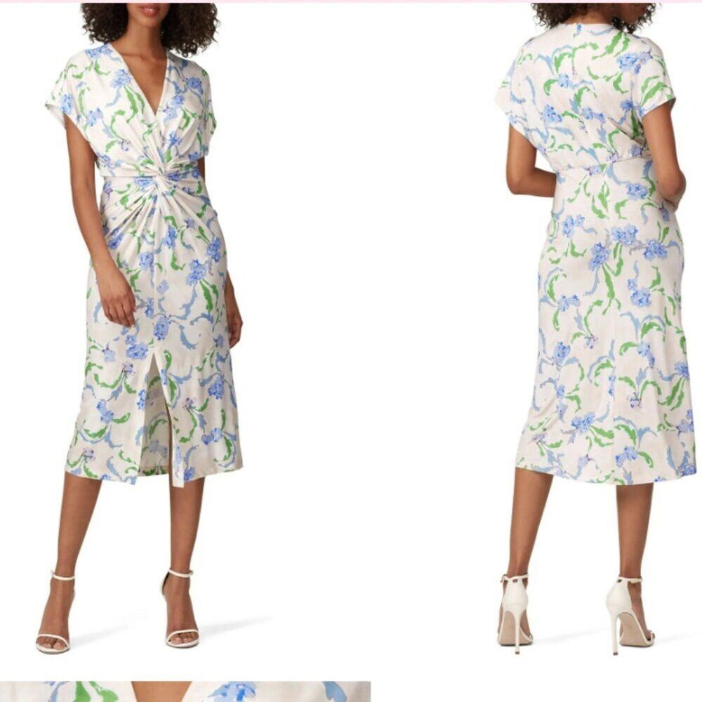 Prabal Gurung | Floral Watercolor Twist Front Midi Dress Size 14